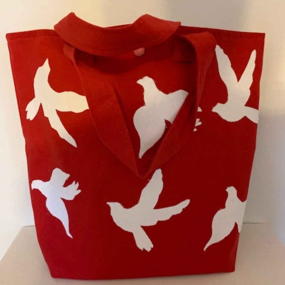 Hand Made White Dove Motif Bag